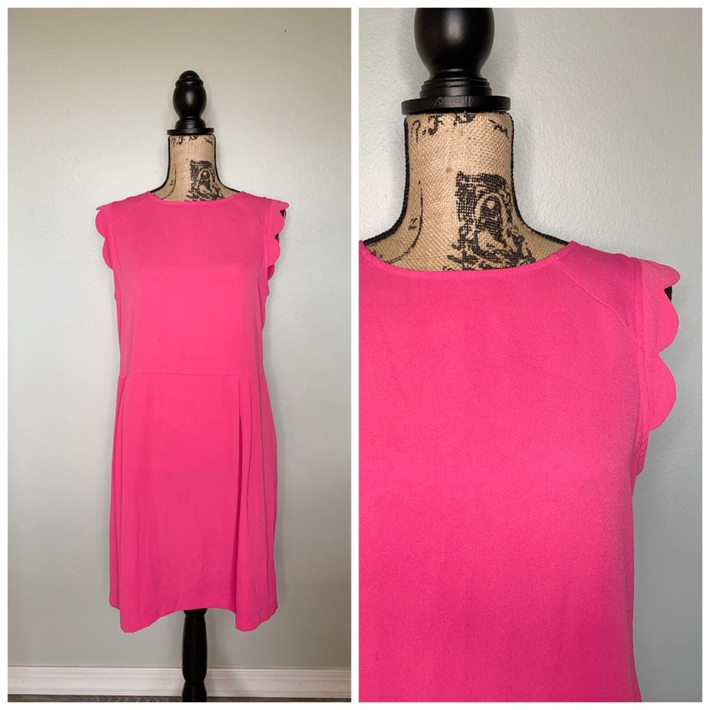 A New Day Bright Pink Scalloped Mini Dress Size Medium